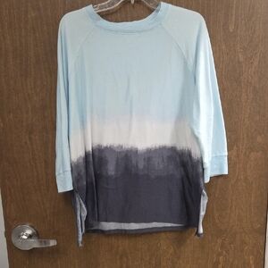 Secret Treasures Blue and Gray Ombre Long Sleeve Top